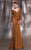 MNM Couture - 8997W Sheer Embellished and Ruched Gown in Gold