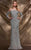 MNM Couture - 9093W Cold Shoulder Shimmer Illusion Evening Gown in Silver