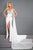 Rachel Allan - 5032 Watteau Draped Ornate Plunging Gown in White