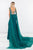Rachel Allan - 5032 Watteau Draped Ornate Plunging Gown in Green