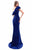 Tarik Ediz - 50331 Draping Ruffle Asymmetrical Mermaid Gown In Blue