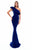 Tarik Ediz - 50331 Draping Ruffle Asymmetrical Mermaid Gown In Blue