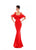 Tarik Ediz - 50332 Laser-Cut Embroidered Off Shoulder Mermaid Dress In Red