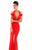 Tarik Ediz - 50335 Plunging Off-Shoulder High Slit Mermaid Gown In Red