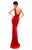 Tarik Ediz - 50336 Plunging V-Neck Tri-Band Mermaid Gown In Red