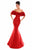 Tarik Ediz - 50339 Ruffled Fitted Off Shoulder Mermaid Gown In Red