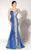 MNM Couture - 9441 Glittering  Illusion Asymmetrical Gown in Blue