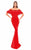 Tarik Ediz - 50347 Laser-Cut Batwing Sleeve Off Shoulder Mermaid Gown In Red