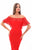 Tarik Ediz - 50347 Laser-Cut Batwing Sleeve Off Shoulder Mermaid Gown In Red