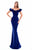 Tarik Ediz - 50348 Tiered Ruffle Off-Shoulder Mermaid Gown In Blue