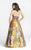 Blush - 5034 Plunging Halter Print Gown In Pink and Multi-Color