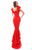 Tarik Ediz - 50350 Ruffled Off-Shoulder High Low Mermaid Gown In Red