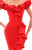 Tarik Ediz - 50350 Ruffled Off-Shoulder High Low Mermaid Gown In Red