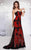 MNM Couture - 9584W Strapless Lace Embellished Evening Gown in Black and Red