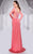 MNM Couture - 9607W Sheered Long Sleeve Bejeweled Gown in Pink