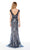 Alyce Paris - 5040 Beaded Tulle Plunging V-neck Sheath Dress in Blue and Neutral