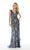 Alyce Paris - 5040 Beaded Tulle Plunging V-neck Sheath Dress in Blue and Neutral