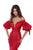Tarik Ediz - 50411 Puffed Sleeve Plunging Off Shoulder Lace Gown In Red