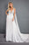Rachel Allan - 5043 Plunging Sequined Chiffon Gown in White
