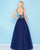 Mac Duggal - 50442H Sleeveless Floral Embroidered Tulle Ballgown In Blue