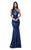 Tarik Ediz - 50471 Knotted Halter Neckline Ball Gown In Blue