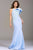 Jovani - 50479 Sleeveless Ruffled Shoulder Long Scuba Dress  in Blue