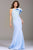 50479 Elegant Ruffled Shoulder Long Scuba Dress