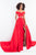 Rachel Allan - 5047 Off-Shoulder Ballgown with Slit In Red
