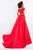 Rachel Allan - 5047 Off-Shoulder Ballgown with Slit In Red