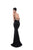 Tarik Ediz - 50483 Plunging Belt-Detailed Backless Gown In Black