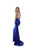 Tarik Ediz - 50484 Crisscross-Belt Ornate Plunging Mermaid Gown In Blue