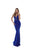Tarik Ediz - 50484 Crisscross-Belt Ornate Plunging Mermaid Gown In Blue