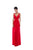 Tarik Ediz - 50486 Plunging V-Neck Twisted Front Chiffon Gown In Red