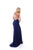 Tarik Ediz - 50499 Crisscross Strapped High Slit Sheath Gown In Blue