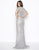 Mac Duggal - 50500D Embellished Fringed Sheath Evening Gown in Silver