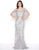 Mac Duggal - 50500D Embellished Fringed Sheath Evening Gown in Silver