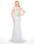 Mac Duggal - 50504D Jewel Illusion Neckline Sheath Evening Gown in Silver