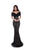 Tarik Ediz - 50506 Ruched Off Shoulder Lace Mermaid Gown In Black