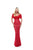 Tarik Ediz - 50506 Ruched Off Shoulder Lace Mermaid Gown In Red