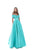 Tarik Ediz - 50508 Off Shoulder Corset Bodice Satin A-Line Gown In Blue and Green