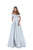 Tarik Ediz - 50508 Off Shoulder Corset Bodice Satin A-Line Gown In Silver