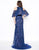 Mac Duggal - 50510D Beaded Velvet Cold Shoulder Evening Dress in Blue