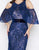 Mac Duggal - 50510D Beaded Velvet Cold Shoulder Evening Dress in Blue