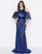 Mac Duggal - 50510D Beaded Velvet Cold Shoulder Evening Dress in Blue