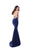 Tarik Ediz - 50512 Straight Across Corset Detailed Mermaid Gown In Blue