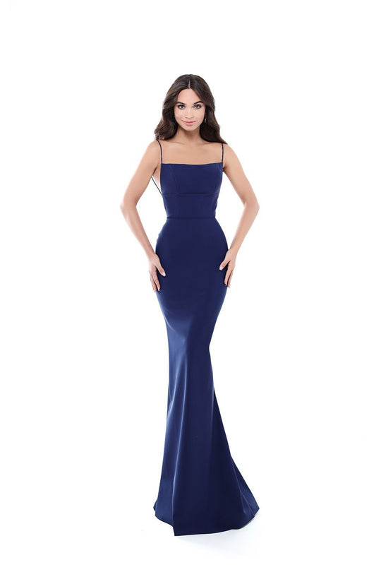 Tarik Ediz - 50512 Straight Across Corset Detailed Mermaid Gown In Blue