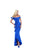 Tarik Ediz - 50514 Ruffle Cascade Off Shoulder High Low Gown In Blue