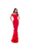 Tarik Ediz - 50517 Off Shoulder Rosette Detailed Mermaid Gown In Red