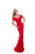 Tarik Ediz - 50522 Rosette Accented Off Shoulder Mermaid Gown In Red