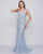 Mac Duggal Prom - 50537M Beaded Fringed Plunging V-Neck Evening Dress In Blue
